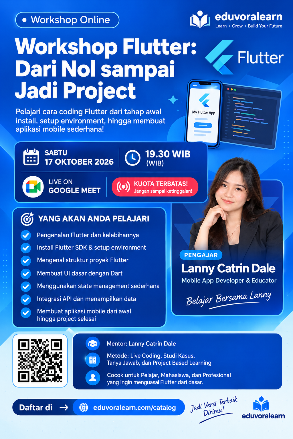 Flyer Workshop Flutter: Dari Nol Sampai Jadi Project